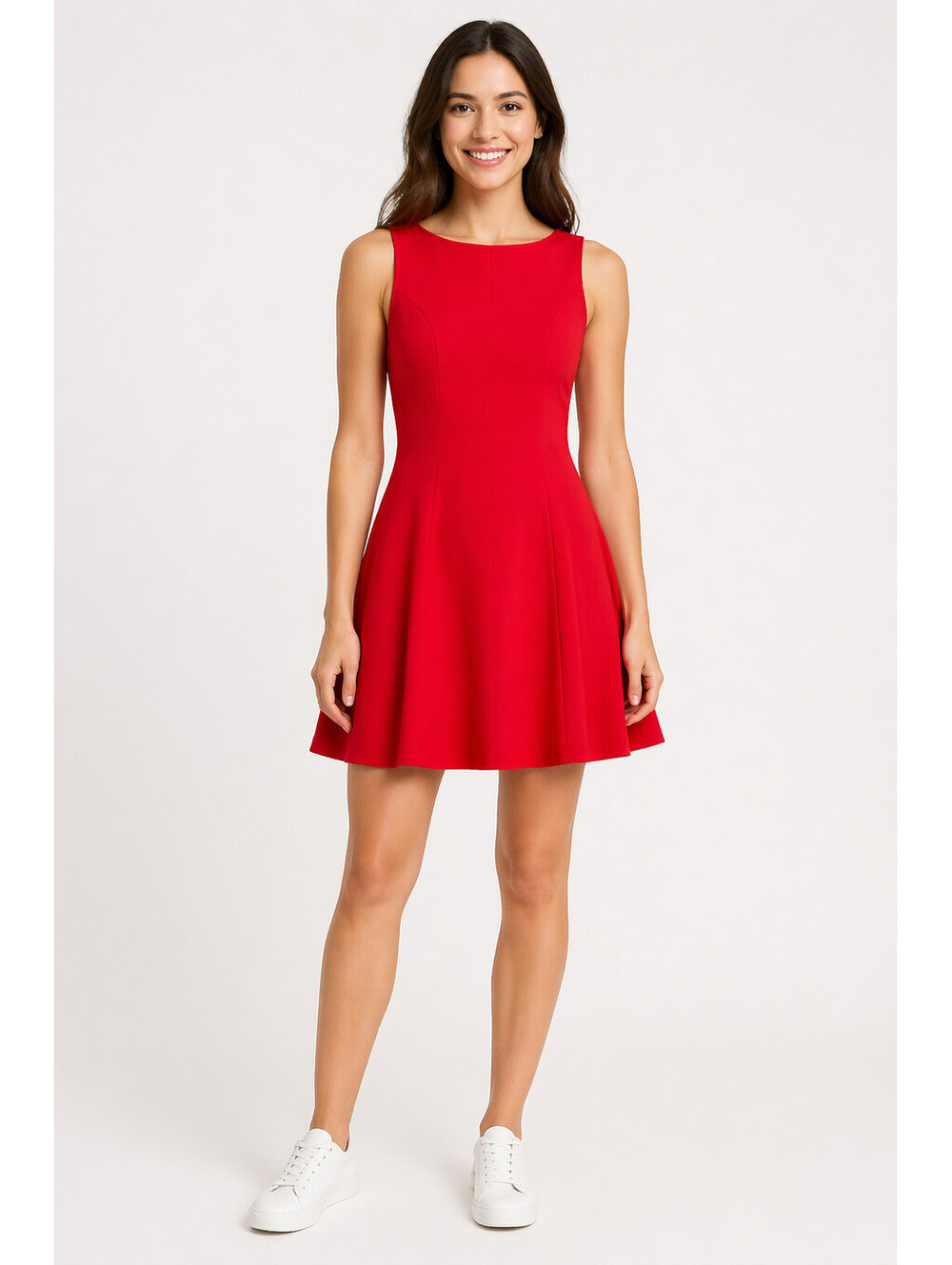 Red Fit & Flare Dress Size S Sleeveless Stretch Mini Casual